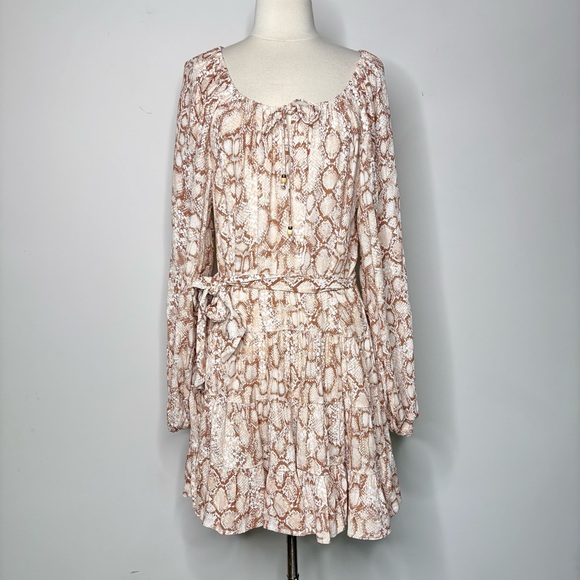 Kivari Dresses & Skirts - KIVARI Angelina Snake Print Mini Long Sleeve Dress